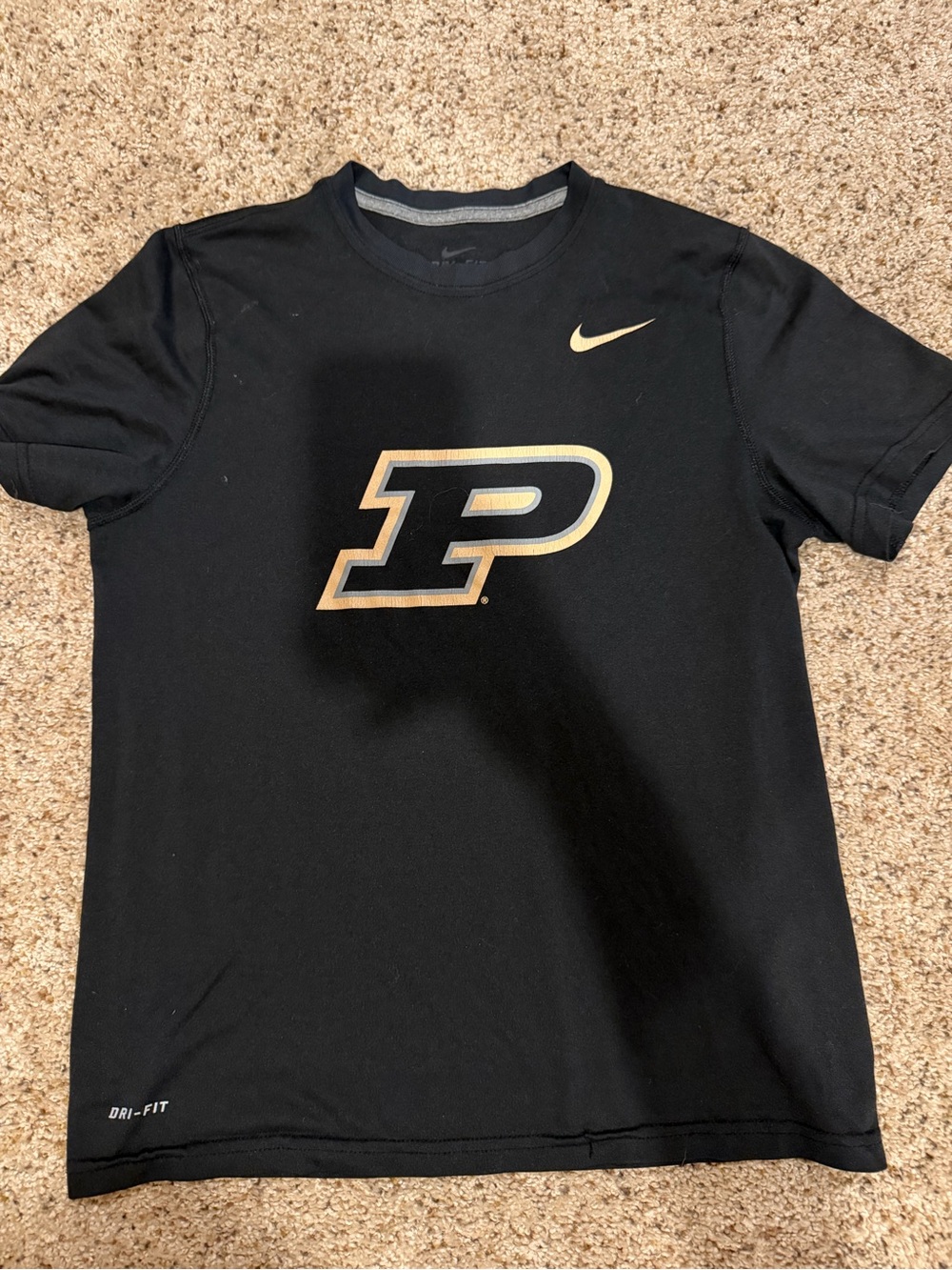 Nike Black and Gold Purdue P Short Sleeve Tee
